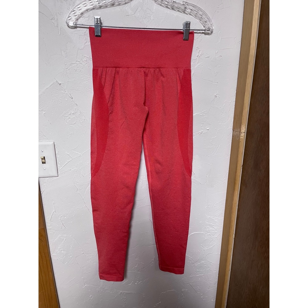 NVGTN Seamless Contour‎ Leggings Coral Red High Waisted Workout Fitness Size S